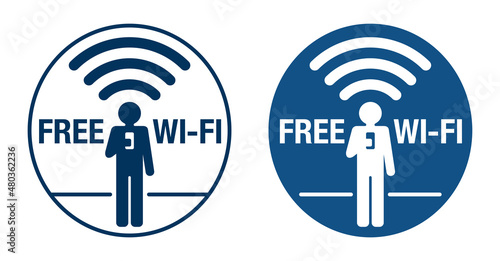 Free Wi-Fi zone - symbol and person with phone 