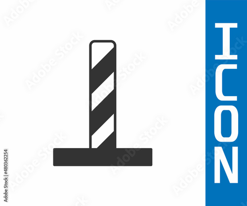 Grey Cat scratching post with toy icon isolated on white background. Vector