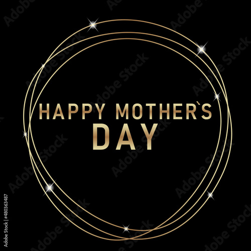 Sign icon inscription mother's day in golden frame. Vector illustration eps 10.