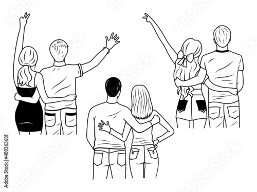 Set of best friends hugging. Collection of people having good time together. Happy friendship day. Vector illustration illustration of strong friendships.