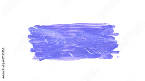 blue stroke of watercolor paint isolated on white . very peri color