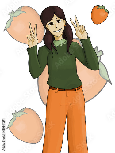 If fruits were humans. Humanization. The character and appearance of a person, if it were a fruit. Humanized fruit persimmon. When creating, the homeland of fruit was taken - East Asia, Asia, Japan