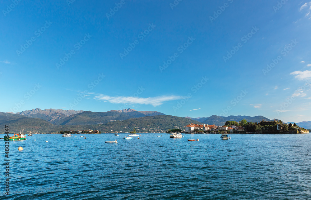 Naklejka premium landscape of the beautiful island of Bella on lake maggiore