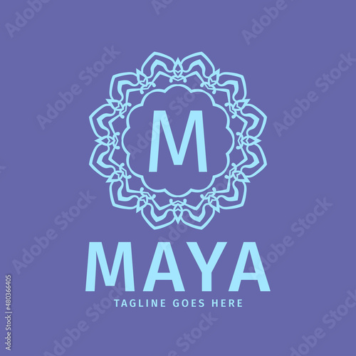 letter M circle mandala frame luxury and feminine initials vector logo design