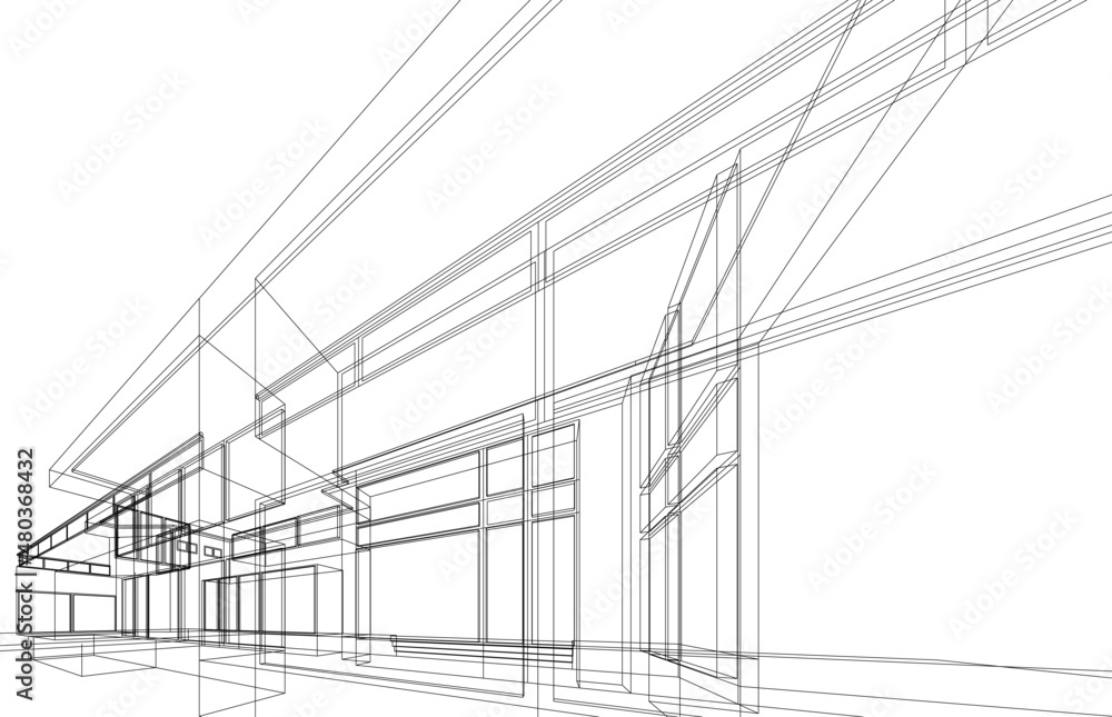 Modern architecture sketch vector illustration Modern architecture sketch vector illustration