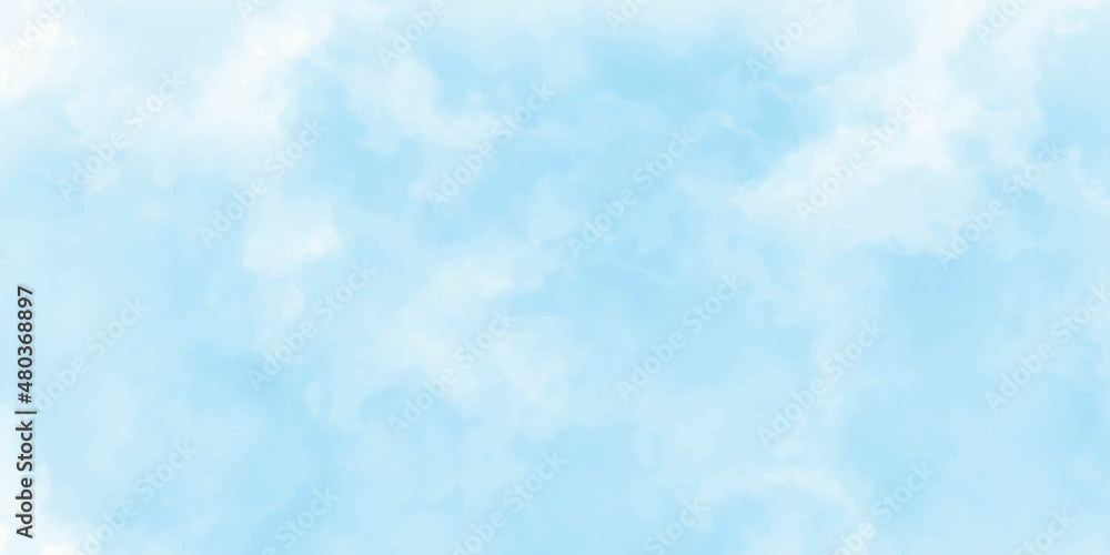abstract watercolour painting blue sky overcast above the cloud in panorama view beautiful cloudscape for background