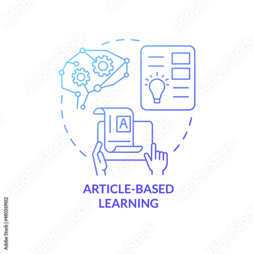 Article based learning blue gradient concept icon. Information and content abstract idea thin line illustration. Isolated outline drawing. Editable stroke. Roboto-Medium, Myriad Pro-Bold fonts used