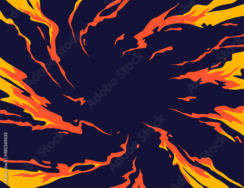 Comic book fantastic fire flames, smoke backgrounds. Design template page. Hand drawn vector art illustration. 