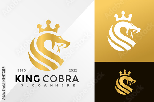 Gold King Cobra Logo Design Vector illustration template photo