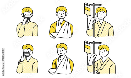 病気・怪我の男性のイラスト