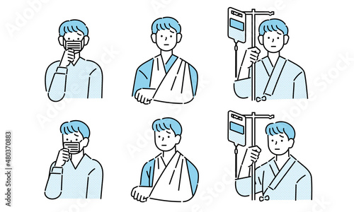 病気・怪我の男性のイラスト