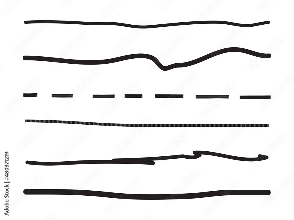 Black lines hand drawn vector set isolated on white background ...