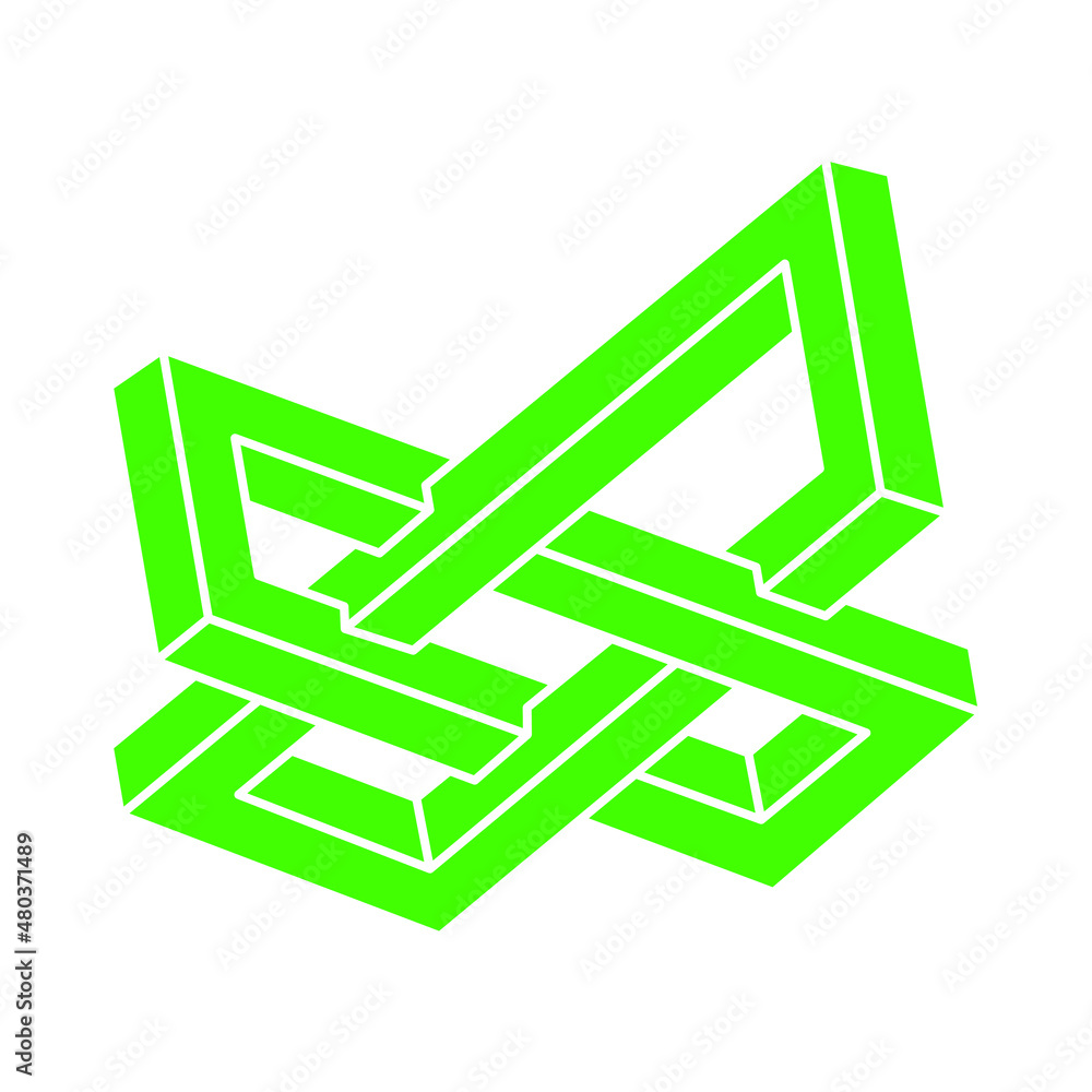 Impossible shapes. Sacred geometry figure. Optical illusion. Abstract eternal geometric object. Impossible endless outline logo. Line art. Optical art. Impossible geometry shape on a white background. Impossible shapes. Sacred geometry figure. Optical illusion. Abstract eternal geometric object. Impossible endless outline logo. Line art. Optical art. Impossible geometry shape on a white background.