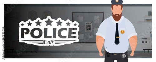 Poster Police Day Defender's Day. Vector illustration.