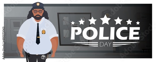 Poster Police Day Defender's Day. Vector