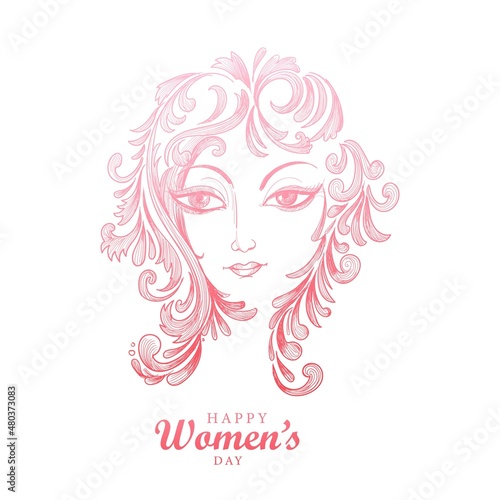Beautiful decorative floral womens face card backgroud