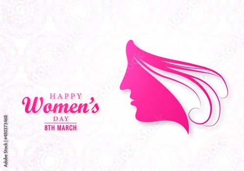 Happy womens day female face card design