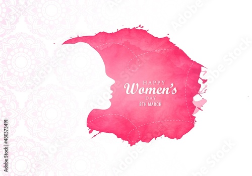 Beautiful female face womens day card background