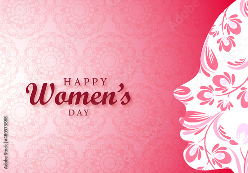 Happy womens day card with beautiful face background