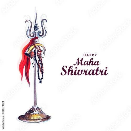 Trishul illustration for maha shivratri celebration card background photo