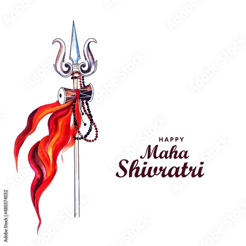 Trishul illustration for maha shivratri celebration card background