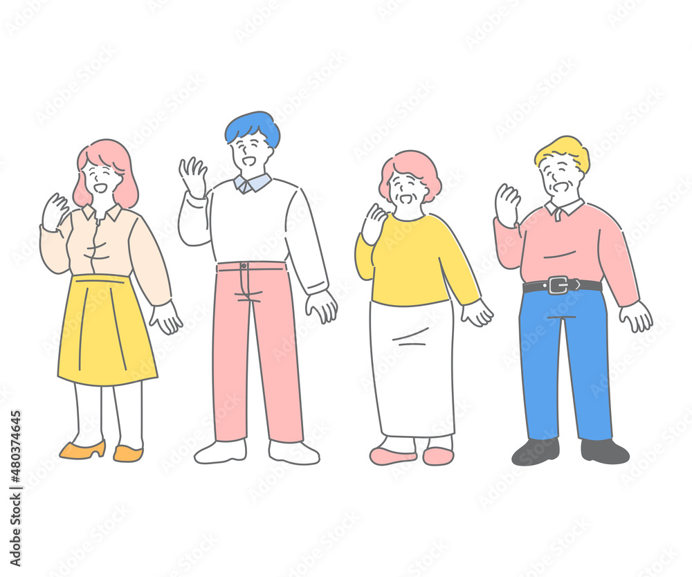 笑顔で口を開けて笑う家族のベーシックな立ち絵