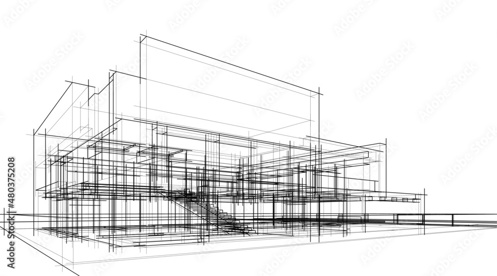 Modern architecture sketch vector illustration Modern architecture sketch vector illustration