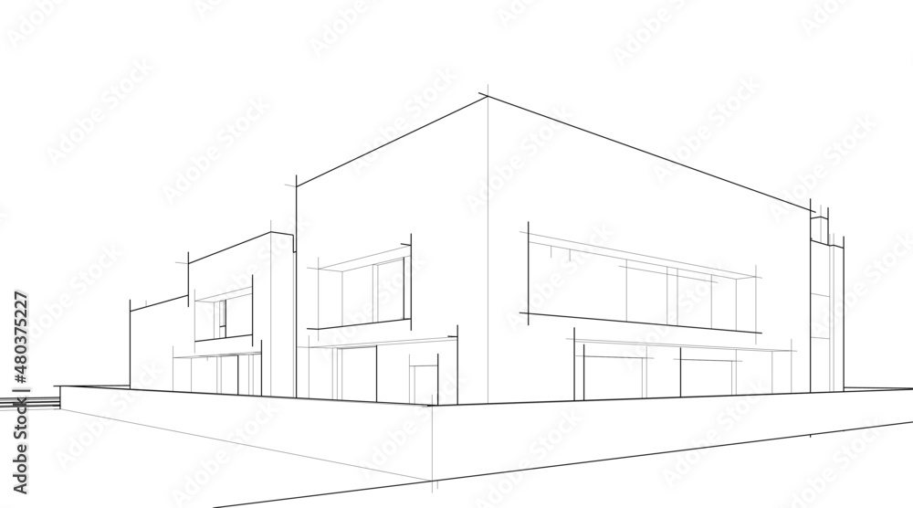 Modern architecture sketch vector illustration Modern architecture sketch vector illustration