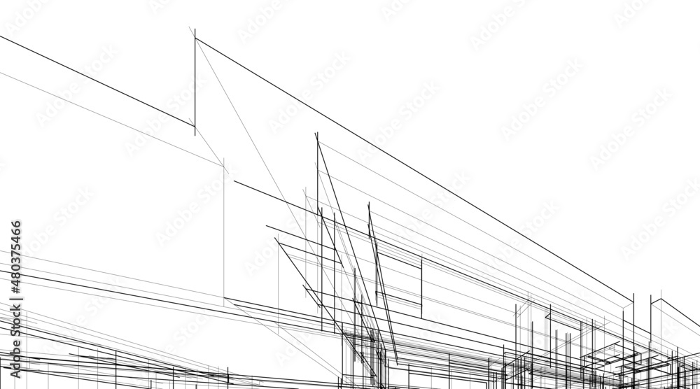 Modern architecture sketch vector illustration Modern architecture sketch vector illustration