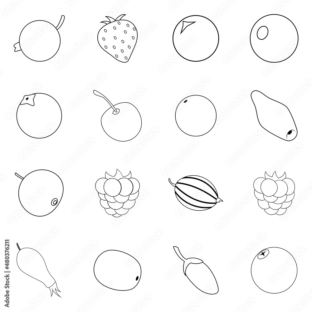Berries icon set outline Berries icon set outline