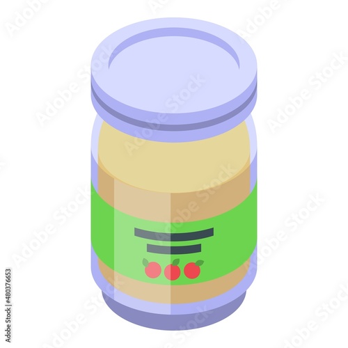 Baby apple puree icon isometric vector. Fruit food