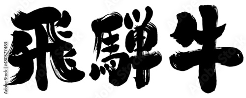 【飛騨牛】和風手書き筆書き文字素材