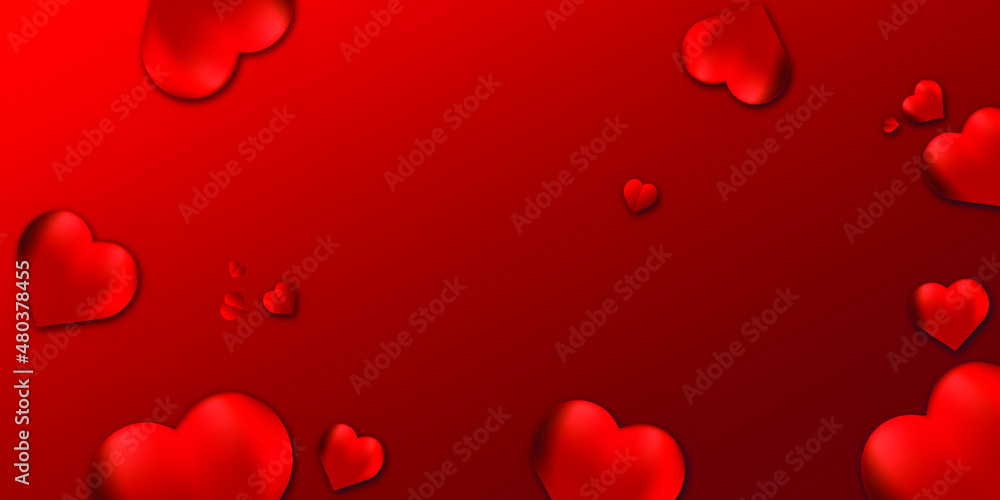 Background with red volumetric hearts