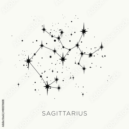 Star constellation zodiac sagittarius vector black and white