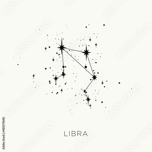 Star constellation zodiac libra vector black and white