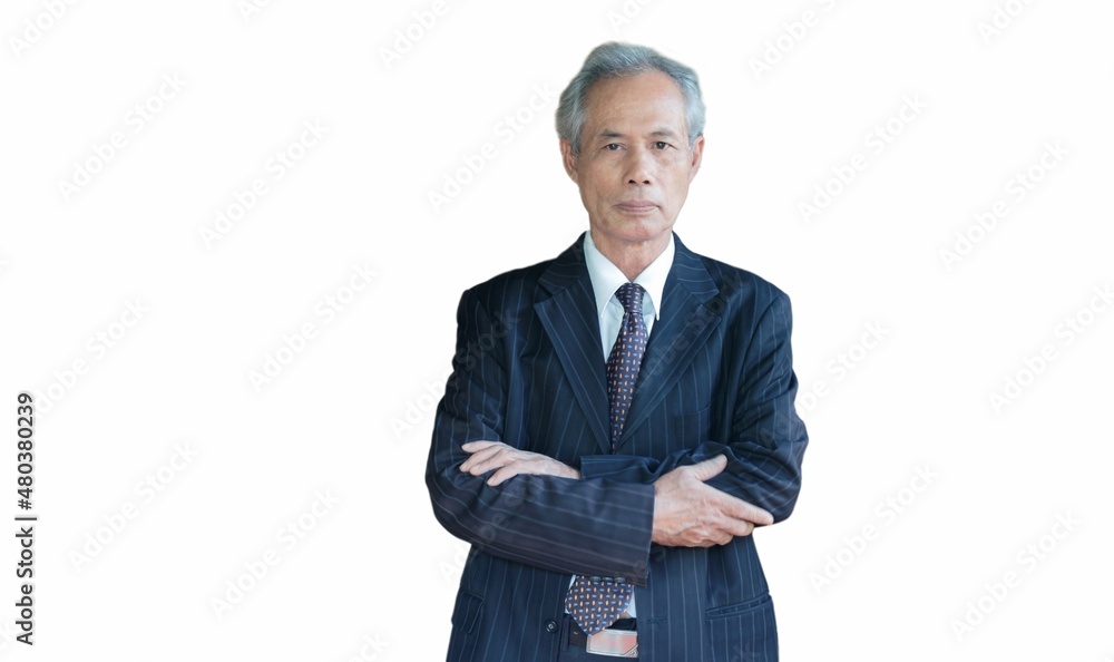 middle aged businessman Asian elders on a white background middle aged businessman Asian elders on a white background