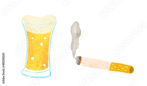 お酒とタバコのイラスト photo