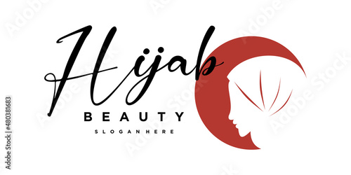 hijab beauty logo design with style and crative concept