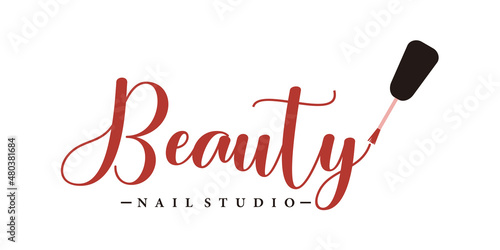 beauty nail studio logo design with style and creative concept