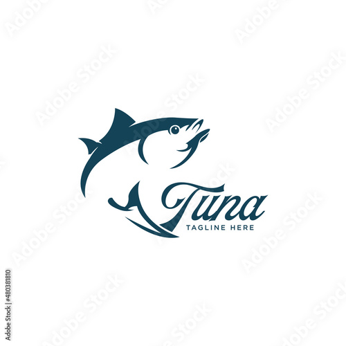 Tuna fish logo emblem label seafood vector icon