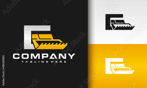 letter E bulldozer logo