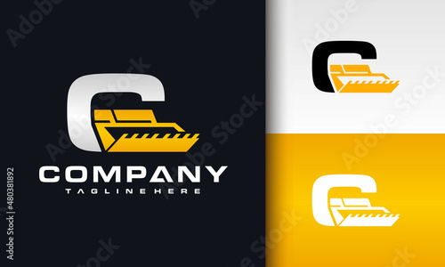 letter C bulldozer logo
