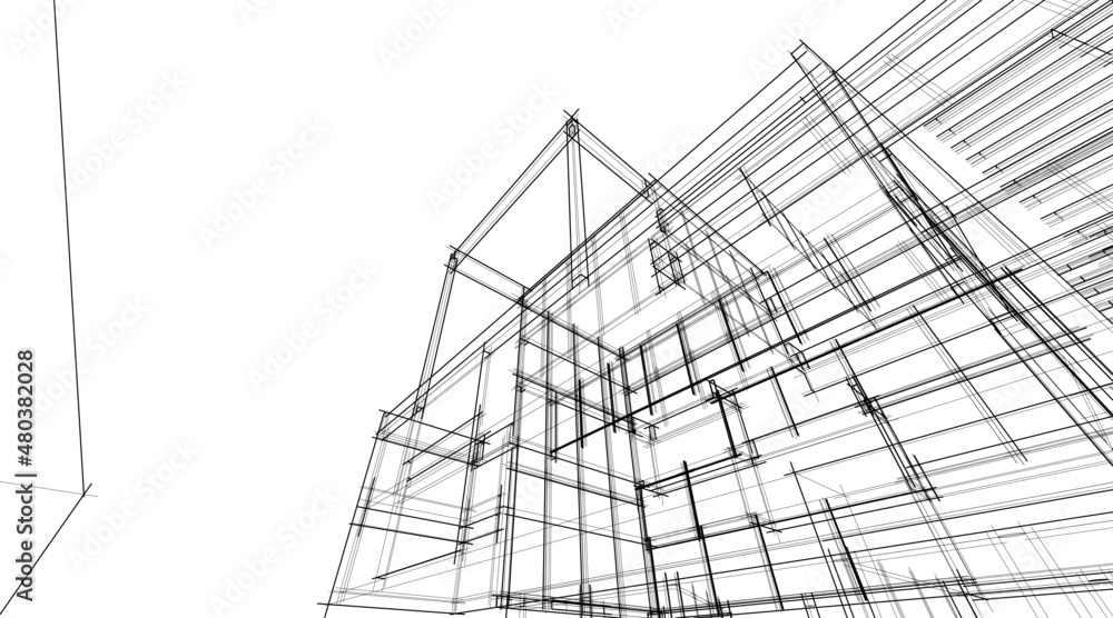 architectural sketch of a building architectural sketch of a building