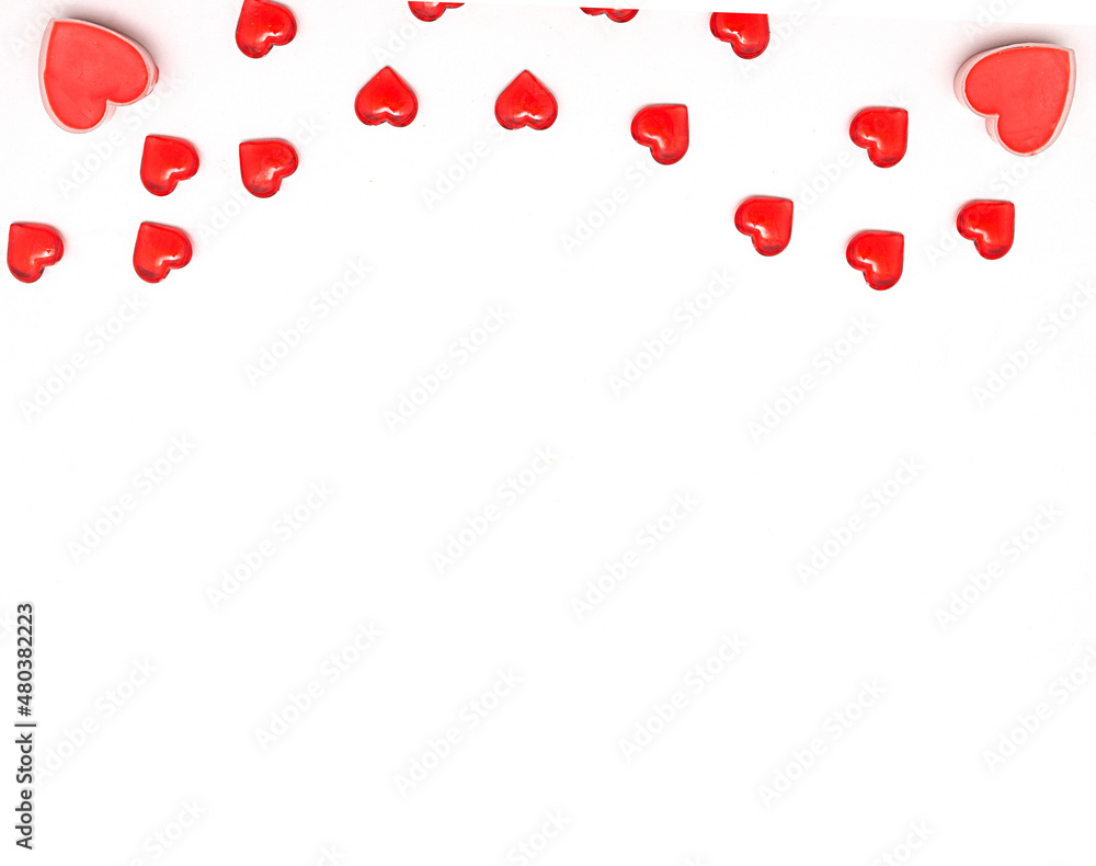 Valentine day background.Romantic valentine hearts on white background.