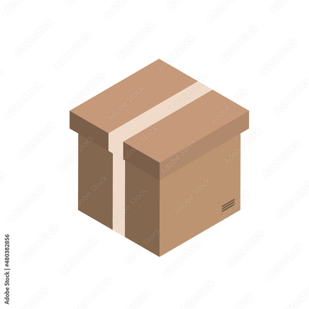 Cardboard box mockup. Isolated on white background. Vector carton packaging box image. Isometric icon Cardboard box mockup. Isolated on white background. Vector carton packaging box image. Isometric icon