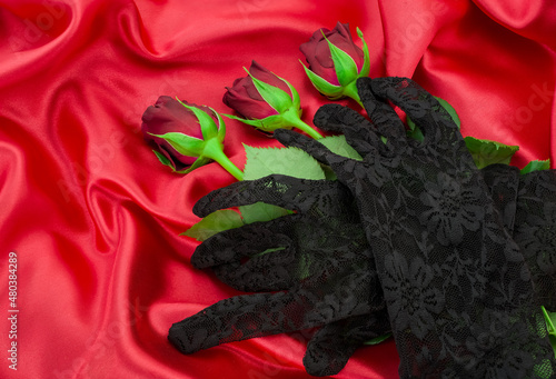 red  sexy background with black gloves for Valentines day © Golden Shark