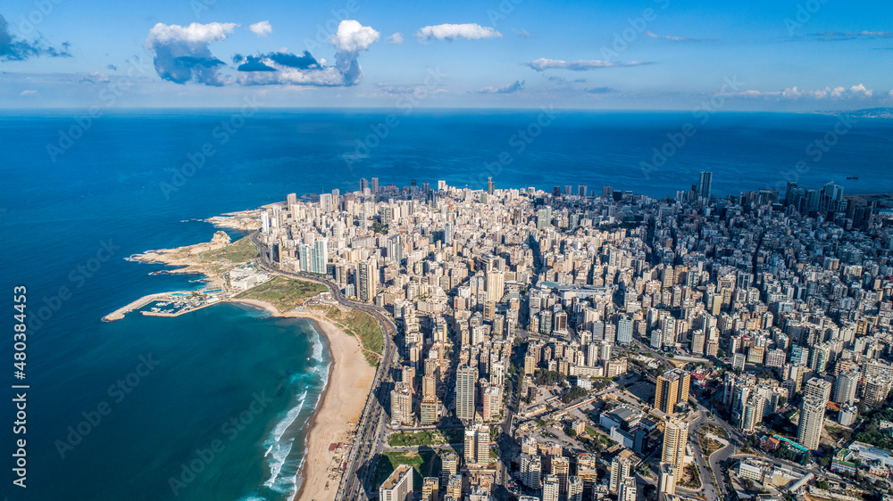 Naklejka premium aerial view to Beirut city