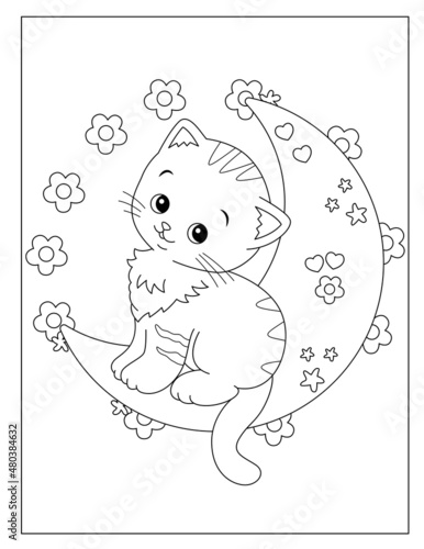 Beautiful cat coloring pages for kids