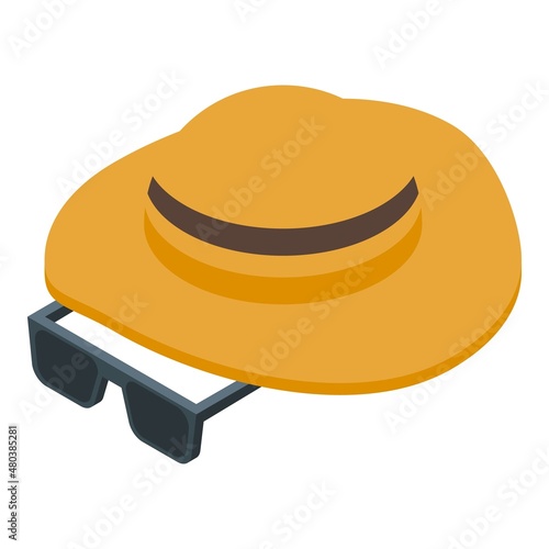 Beach hat icon isometric vector. Summer cap