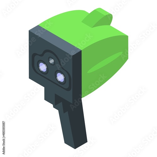 Speed radar traffic icon isometric vector. Camera gun